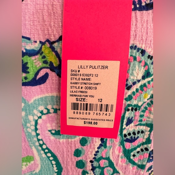 NWT- women’s size 12 Lilly Pulitzer, Gabby  stretch shift dress . color Lilac - Picture 2 of 5